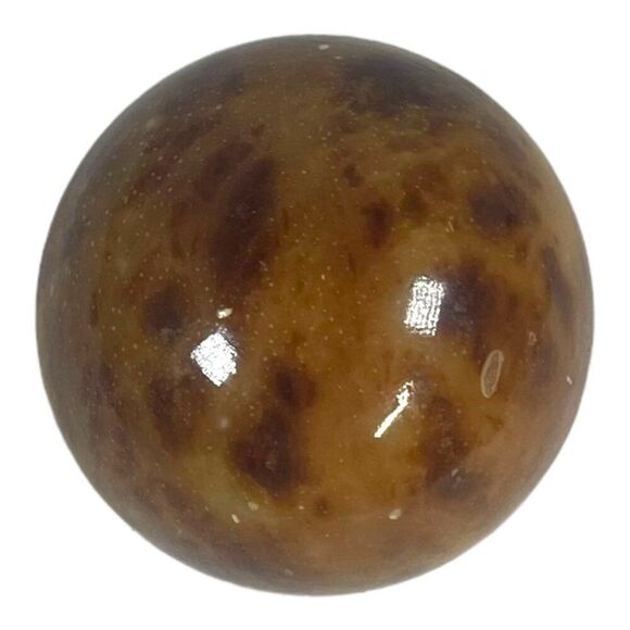 Italian Modern Alabaster Marble 3in Sphere or Paperweight in Orange MCM Retro - Picture 6 of 7